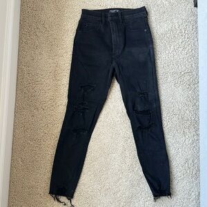 Abercrombie & Fitch Black Skinny Jeans with Distressed Details